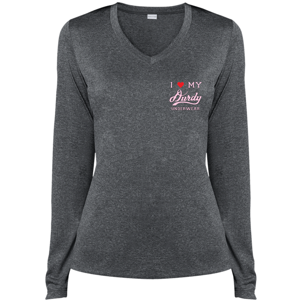 Durdy Underwear Sport-Tek Ladies' LS Heather Dri-Fit V-Neck T-Shirt