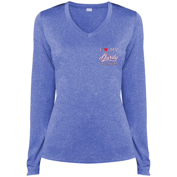 Durdy Underwear Sport-Tek Ladies' LS Heather Dri-Fit V-Neck T-Shirt