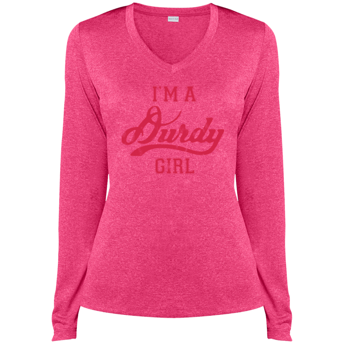 Durdy Girl Sport-Tek Ladies' LS Heather Dri-Fit V-Neck T-Shirt