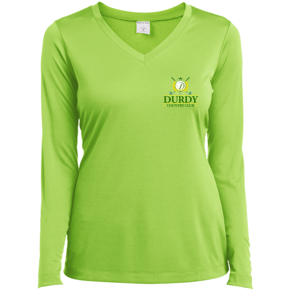 Durdy Country Club Sport-Tek Ladies' LS Performance V-Neck T-Shirt