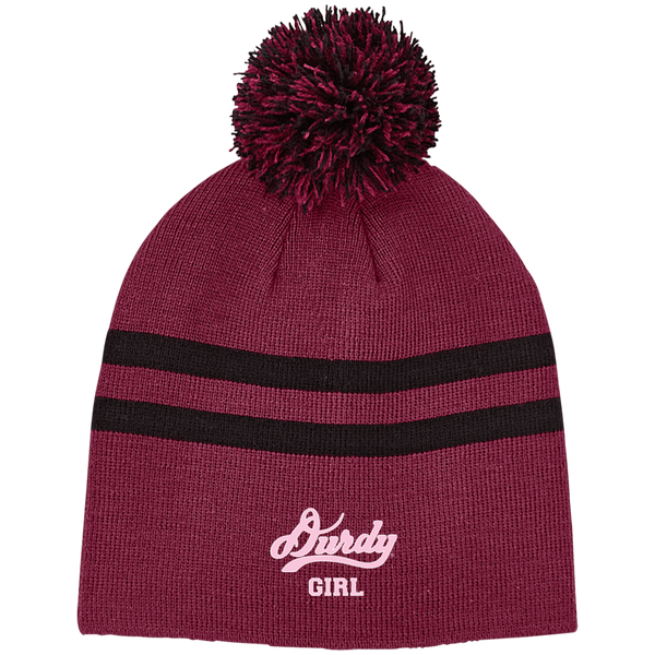 Durdy Girl Team 365 Striped Pom Beanie