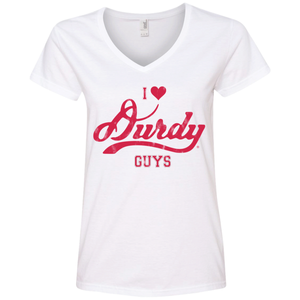 Love Durdy Guys Anvil Ladies' V-Neck T-Shirt